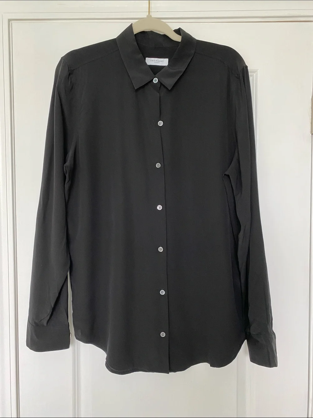 Equipment Black Long-Sleeve Silk Button-Down Shirt - Picture 1 of 7